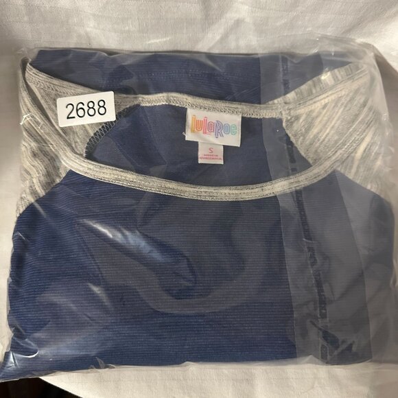 LuLaRoe IRMA Royal Blue Black Micro Pinstripes Hi-Low Tunic Top Shirt SMALL S - Picture 5 of 5